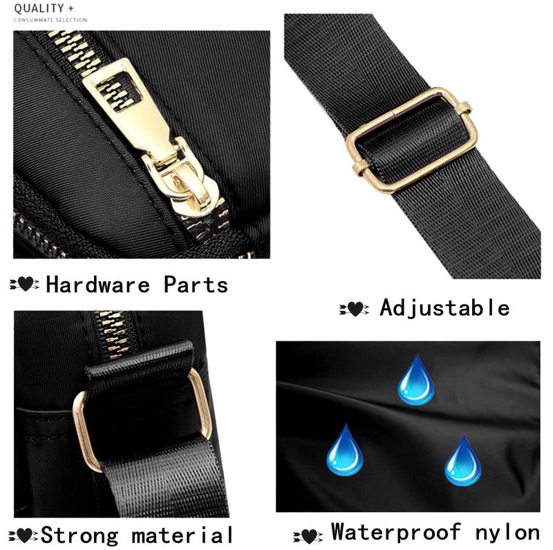 DIHKLCIO Nylon Crossbody Bags for Women Purses and Handbags Women's Casual Messenger Bags Waterproof Black Crossbody Purse (black) - Image 3